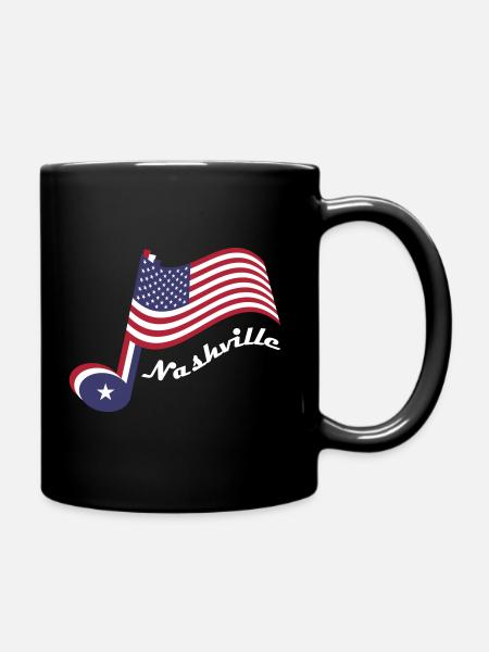 Country Music Nashville. Note and Spangled Banner. - Full Colour Mug - black