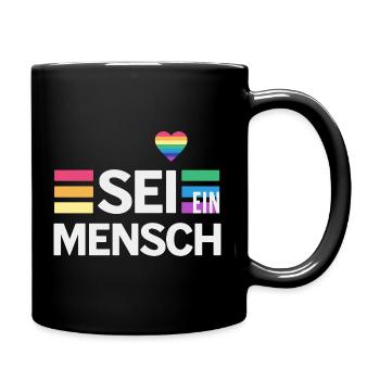 SEI EIN MENSCH - Statement für mehr Menschlichkeit - Tasse einfarbig - Schwarz - Rechts