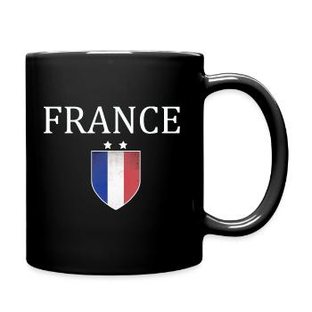 France, Frankreich, Logo - Tasse einfarbig - Schwarz - Rechts