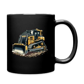 Un bulldozer refroidit les véhicules de construction sur le chantier - Mug uni - noir - Droite