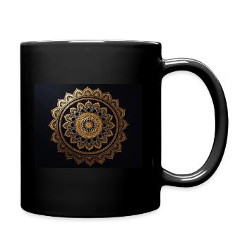Beautiful Mandala. Silver and gold on black. - Full Colour Mug - black - Right