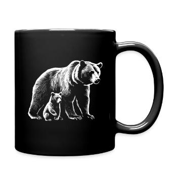 Brown Bear Bear Wilderness Bear with Cub - Full Colour Mug - black - Right
