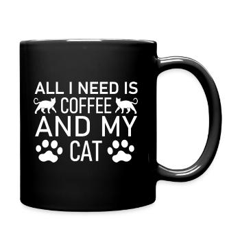 All I Need Is Coffee And My Cat - Full Colour Mug - black - Right
