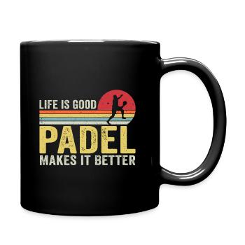 Das Leben ist gut Padel macht es besser - Tasse einfarbig - Schwarz - Rechts
