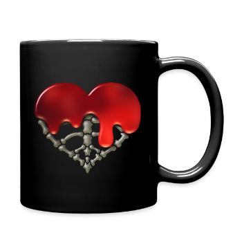 Knochen Herz - Tasse einfarbig - Schwarz - Rechts