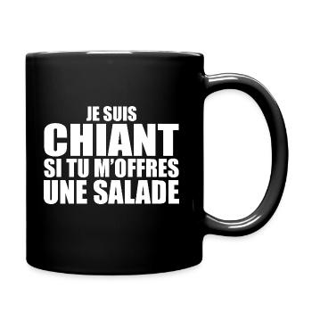 Mann, der liebt: Salat. Lustiger Design-Humor - Tasse einfarbig - Schwarz - Rechts