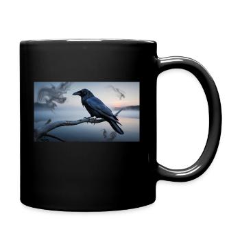 Raven over water with fog / Ravencoininspired - Full Colour Mug - black - Right