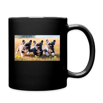 French Bulldog Welpen verspielt mit schönen Augen - Tasse einfarbig - Schwarz - Rechts