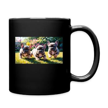 French Bulldog Welpen verspielt mit schönen Augen - Tasse einfarbig - Schwarz - Rechts