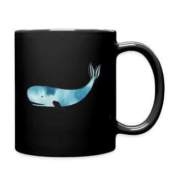 Watercolor Whale - Tasse einfarbig - Schwarz - Rechts