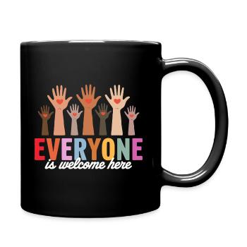 Everyone is Welcome Here Diversity Inclusion - Full Colour Mug - black - Right