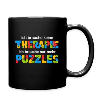 Lustiger Puzzle Spruch - Tasse einfarbig - Schwarz - Rechts