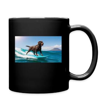 Surfin’ Bella – Der Labrador auf Wellenjagd - Tasse einfarbig - Schwarz - Rechts