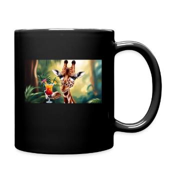 glubschaugen giraffe mit einem cocktail in der - Tasse einfarbig - Schwarz - Rechts