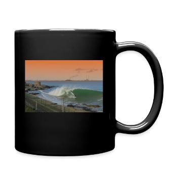 surfer wave scene sunset gradient - Full Colour Mug - black - Right