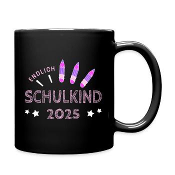 EINSCHULUNG 2025 - Endlich Schulkind 2025 - Tasse einfarbig - Schwarz - Rechts