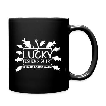 Lucky Fishin Shirt mit Fisch Motiv - Tasse einfarbig - Schwarz - Rechts