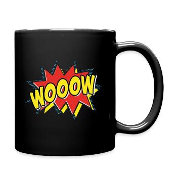 Einfach WOOOW Comic Sprechblase Pop Art - gelb - Tasse einfarbig - Schwarz - Rechts
