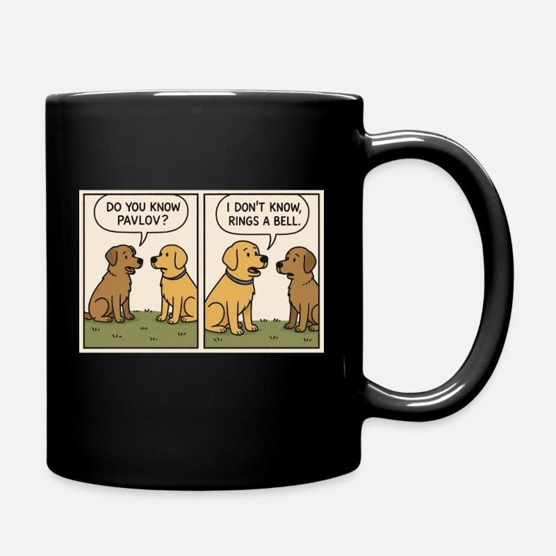 “Rings a Bell” – Funny Pavlov Dog Comic T-Shirt - Tasse einfarbig - Schwarz