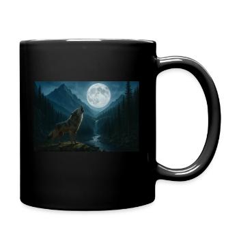 Wolf im Mondlicht remix - Tasse einfarbig - Schwarz - Rechts