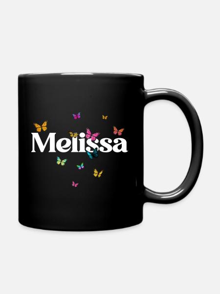 Beau prénom de fille MELISSA avec des papillons - Mug uni - noir