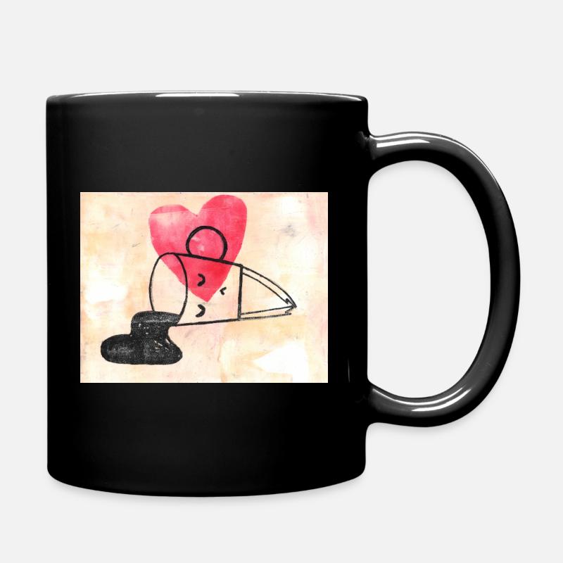 Motif de coeur avec dessin au trait Tasse à café amoureuse - Mug uni - noir