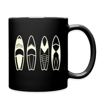 Minimalistische abstrakte Surfbretter - Tasse einfarbig - Schwarz - Rechts