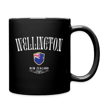 Wellington New Zealand, minimalist design - Full Colour Mug - black - Right