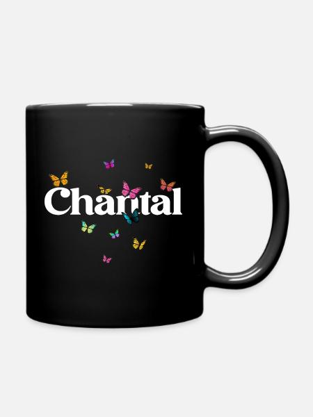 Beau prénom de fille avec des papillons CHANTAL - Mug uni - noir