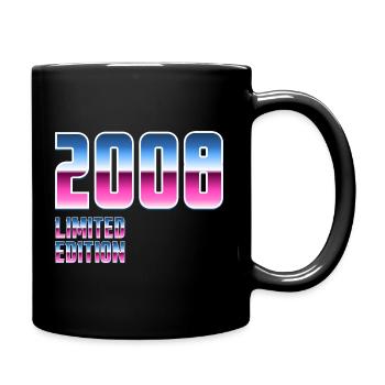 Neon Retro 2008 18ter Geburtstag - Tasse einfarbig - Schwarz - Rechts