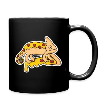 Drôle-caméléon-iguane-motif-pizza - Mug uni - noir - Droite