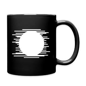 Geometrische Linien - Lebendige Sonnenuntergangs-Berglandschaft - Tasse einfarbig - Schwarz - Rechts