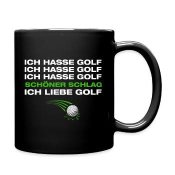Ich liebe Golf Golfer Golfen - Tasse einfarbig - Schwarz - Rechts