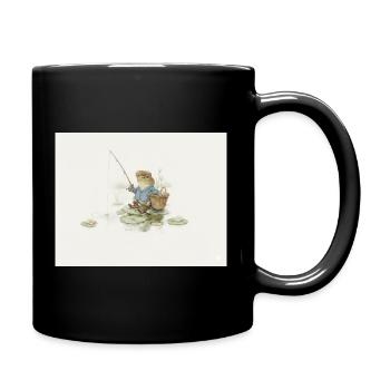 Charmanter Froschfischer Illustration - Tasse einfarbig - Schwarz - Rechts
