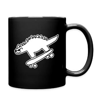 Dino on Skateboard – Kawaii & Urban Style - Full Colour Mug - black - Right