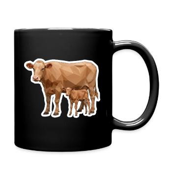 Vache et veau – L’art polygonal dans le style moderne - Mug uni - noir - Droite