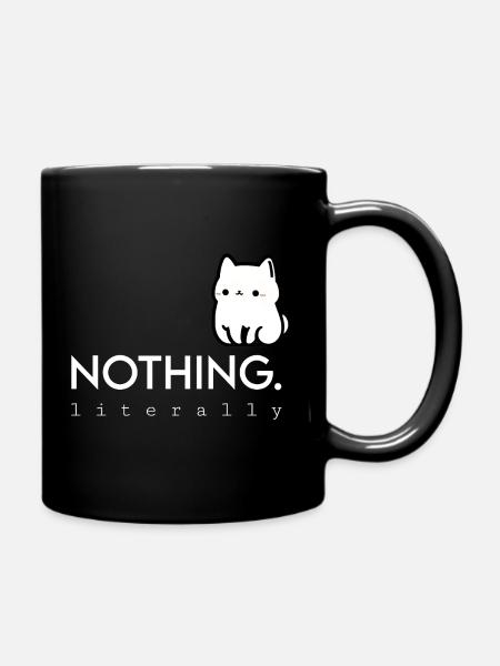 Kawaii Weiße Katze Nothing - Tasse einfarbig - Schwarz