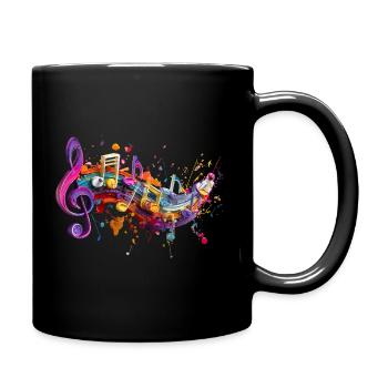 Farbenzauber Melodien Motenschlüssel Illustration - Tasse einfarbig - Schwarz - Rechts