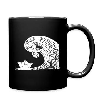Paper Boat and White Ocean - Full Colour Mug - black - Right