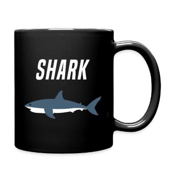 Nautic Design Shark Silhouette Bold Typography - Full Colour Mug - black - Right