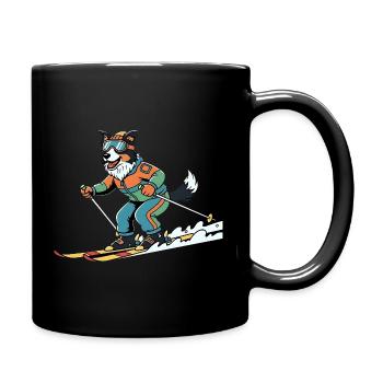 Ski Chien Sports d’hiver Drôle Piste Héros - Mug uni - noir - Droite