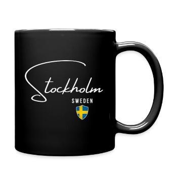 Stockholm, Schweden, minimalistisches, elegantes Design - Tasse einfarbig - Schwarz - Rechts