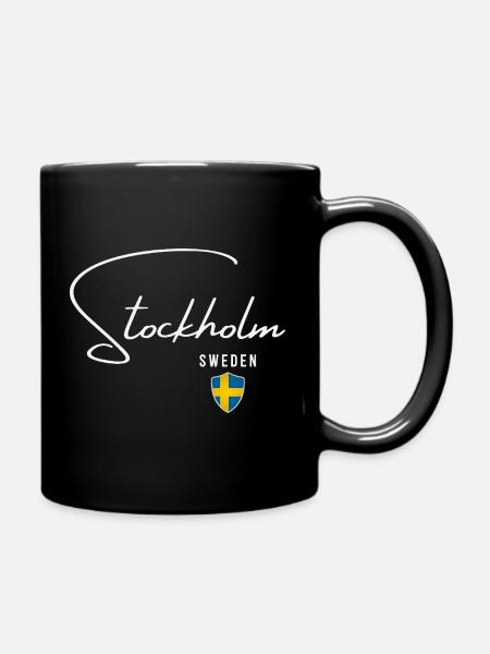 Stockholm, Schweden, minimalistisches, elegantes Design - Tasse einfarbig - Schwarz