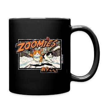 Anime Katzen im Schnee - Tasse einfarbig - Schwarz - Rechts
