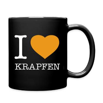 I love Krapfen - Tasse einfarbig - Schwarz - Rechts