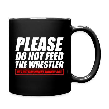 funny wrestling Please do not feed the wrestler - Full Colour Mug - black - Right