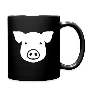 Cute Pig Head Icon Vector - Full Colour Mug - black - Right