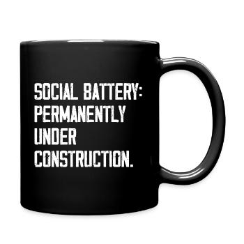 Social Battery: Permanently Under Construction - Full Colour Mug - black - Right