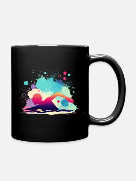 Schwimmerin, Schwimmen Frau, Schwimmlehrerin - Tasse einfarbig - Schwarz