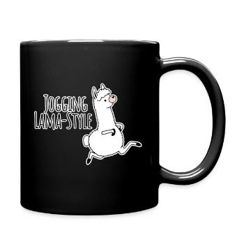 Jogging - Lama Style! Albern aber schnell! - Tasse einfarbig - Schwarz - Rechts